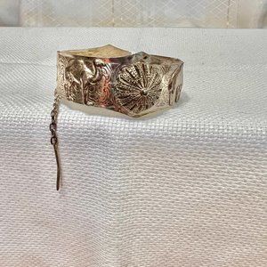 Vintage Silver Metal Hamsa Camel Tribal Bangle Bracelet, Anima Jewelry